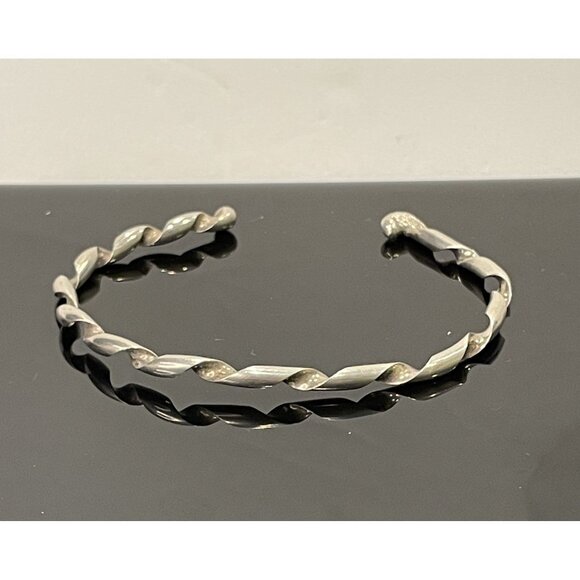 Twisted Sterling Silver Cuff Bracelet 6" Adjustable Vintage Style Minimalist Jew - Picture 1 of 6